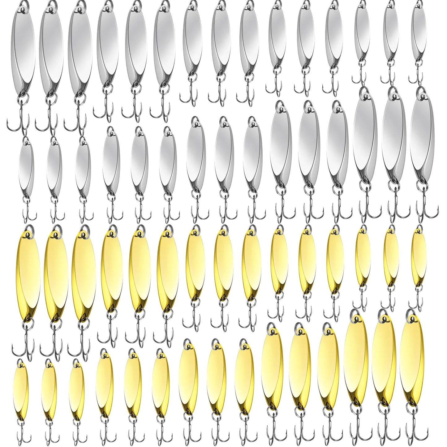 HESTYA Walleye and Salmon Spoons. 40pcs Treble Hooks Hard Metal Spoon Baits