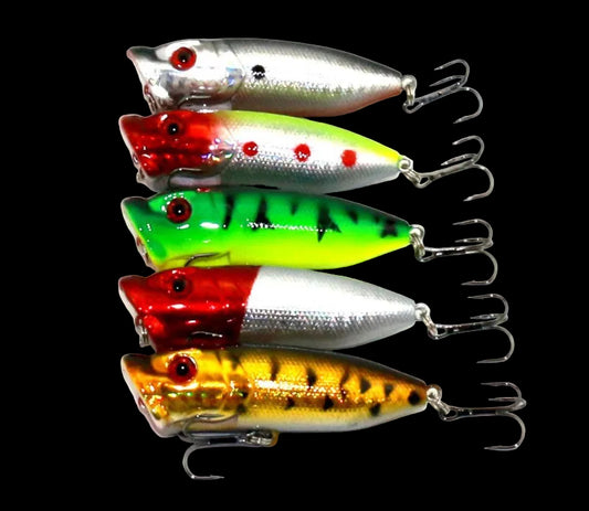 JX Baits Pop Wabble Topwater 5pcs/set 5 Colored Fishing Lures