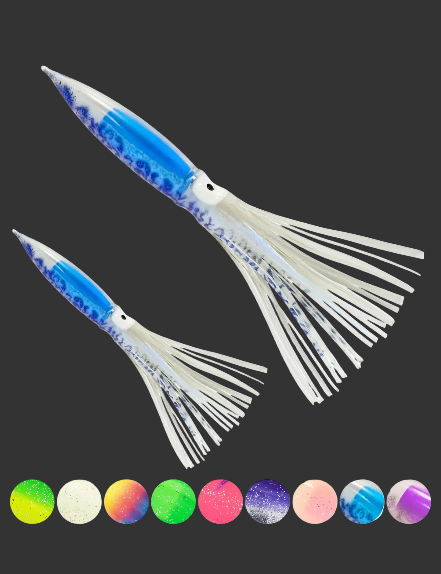 BLUEWING 10pcs Trolling Squid Skirts for Saltwater Fishing with Float  9in