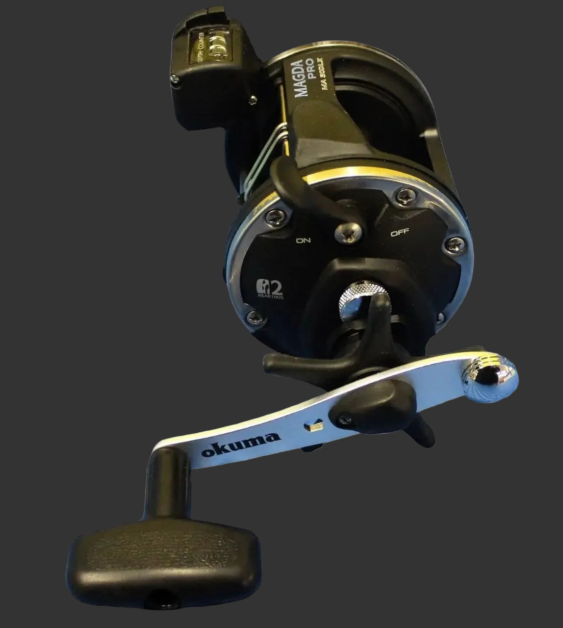 Okuma Magda Pro Line Counter Levelwind Trolling Reel Small Black/Silver MA-15DX