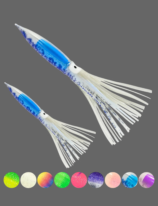 BLUEWING 10pcs Trolling Squid Skirts for Saltwater Fishing with Float  9in