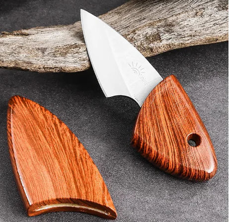 TJT Mini Folding Utility Knife with Wooden Handle